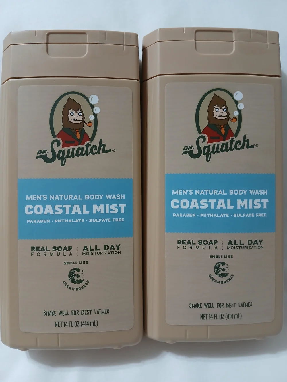 Dr Squatch-Coastal Mist Men's Natural Body Wash - New -Set Of 2.
